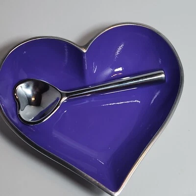 Винтажный Чаша и ложка в форме сердца алюминиевая эмаль фиолетовая Inspired Generations - Изображение 1 из 4