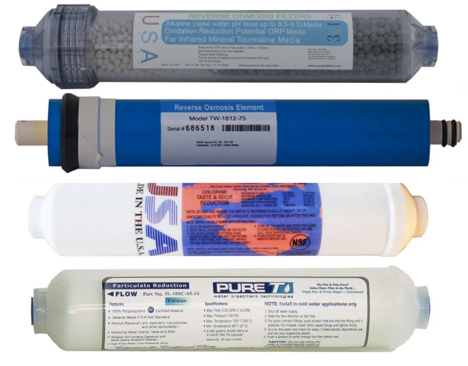 4 Filter Set for 4-stage Alkaline Countertop RO Systems - Image 1 of 1