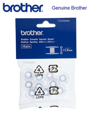 BROTHER SEWING MACHINE PLASTIC BOBBINS x 10 (Size 11.5) GENUINE XL,LX,BC,XR,ES,L - Image 1 of 2