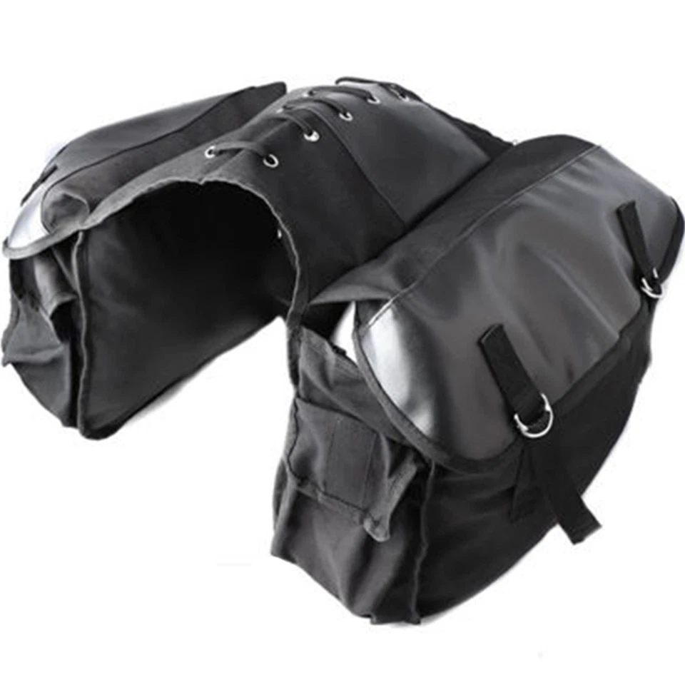 Bolsas de sillín de dos bolsillos bolsa de almacenamiento de lona trasera para almacenamiento de motocicletas bicicletas Foto 1 de 4