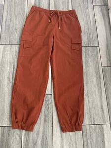 Women’s Angel Kiss Burnt Orange Cargo Joggers Size Large Draw String - Picture 1 of 9