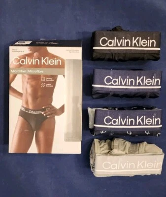 CALVIN KLEIN MICROFIBER STRETCH 4-PACK HIP BRIEFS MENS UNDERWEAR #NP2445O-NWT - Image 1 of 4
