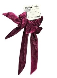 Scunci 2 Piece Scrunchies w/ Bows Hair Accessories For Girls & Ladies Burgundy - Picture 1 of 1
