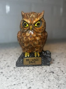 Vintage Mid Century Keramik Eulenbank "Be Wise Save" - Bild 1 von 6
