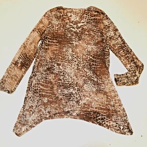 Vivienne Tam women’s Tunic sz L. Cotton Blend Burnout fabric. Brown Tan long Sl - Picture 1 of 6