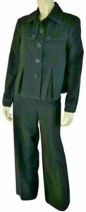 Renfrew Collection Pant Suit 8 Blazer Pants Lined Gray Black Stripe 2pc Hi-waist - Picture 1 of 12