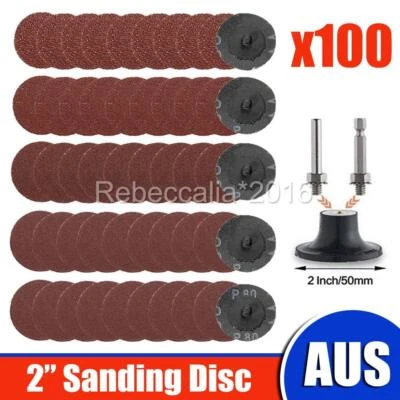 100pcs 50mm Roll Lock Sanding Discs Polishing Drill Die Grinder Pads 24~320 Grit - image 1 of 4