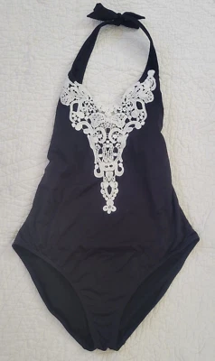 Kenneth Cole Reaction Swimsuit Bikini 1 PC SZ/XL Black Halter - Image 1 of 4