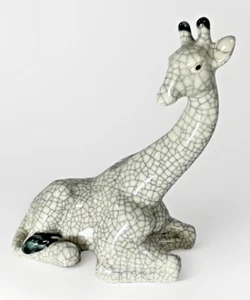 Giraffe Crackle weiß Keramik Figur 5,5" groß. - Bild 1 von 5
