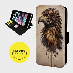 NATIVE EAGLE PREDATOR BIRD - Faux Leather Flip Phone Case Cover- iPhone/Samsung - Picture 1 of 5