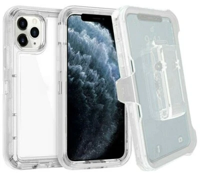 For iPhone 14 13 12 11 6 7 8 Plus XR Pro Max Shockproof Clear Case w/ Belt Clip - Image 1 of 4