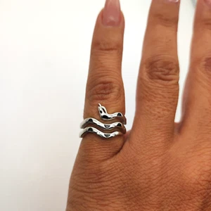 Anello donna argento 925 fascia serpente zirconi - Foto 1 di 7