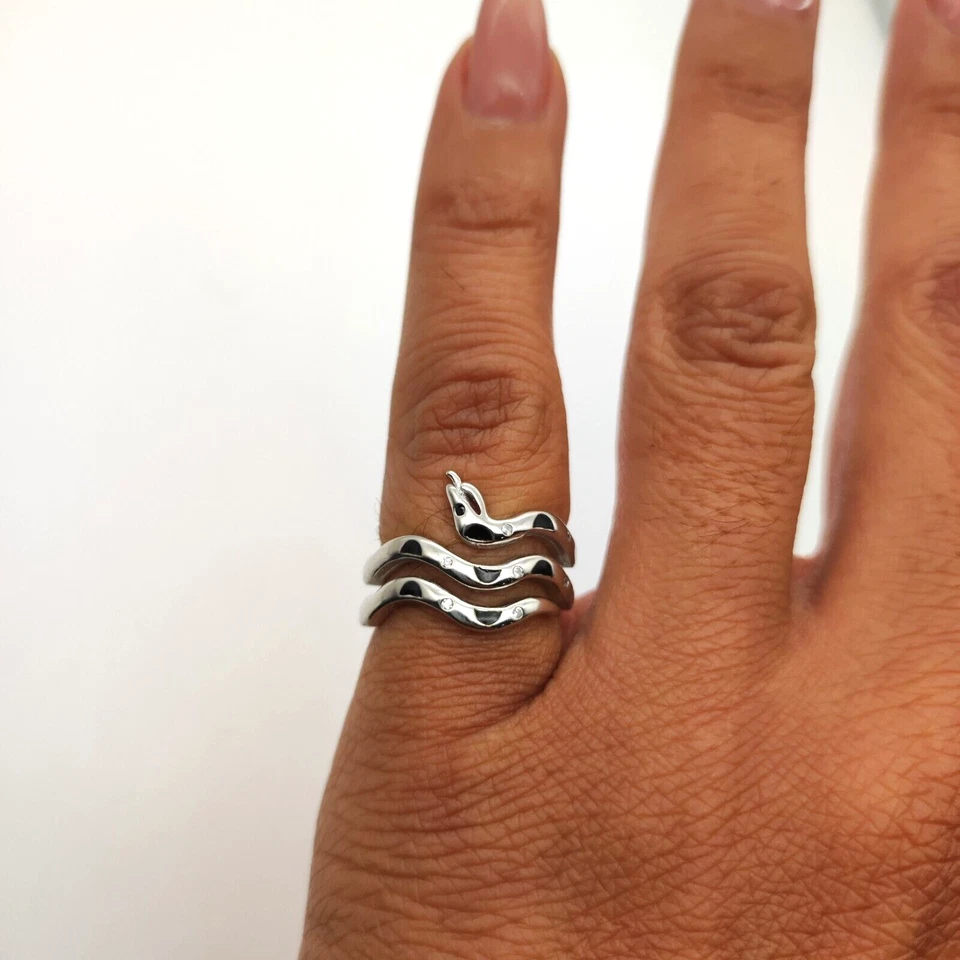 Anello donna  argento 925 fascia serpente zirconi  - Immagine 1 di 4
