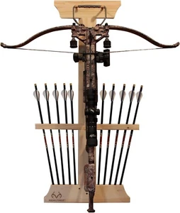 Real Tree Crossbow Bow and 10 Arrow Wall Storage Rack Handcrafted Wall Mounted - Picture 1 of 6