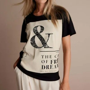 SUMMUM short Sleeve Graphic T-Shirt, Women's Size XS - Black/Cream - Picture 1 of 12