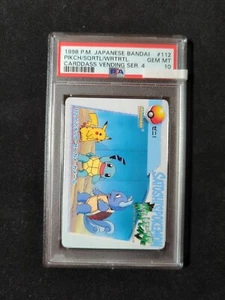 Pokemon Japanese Bandai Carddass Anime Collection #112 Pikachu Squirtle PSA 10 - Picture 1 of 3