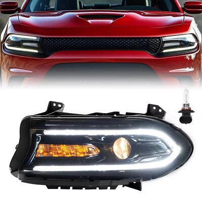 Left Driver Side Headlight Projector Assembly For Dodge Charger 2015-2023 Black Foto 1 de 4