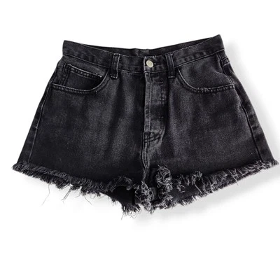 Pantalones Cortos de Jean John Galt Negros Denim Botón Mosca Para Mujer Talla Mediana Verano Playa Foto 1 de 4