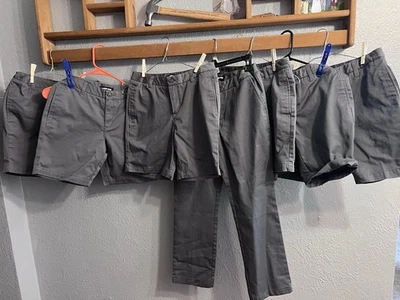 Lands End Girls Gray Pant & Shorts Size 14 Ad Waist School Uniform Lot Of 7 - Image 1 of 4