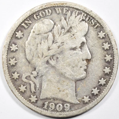 МОНЕТА НОМИНАЛОМ 50 ЦЕНТОВ 1909-S С ИЗОБРАЖЕНИЕМ ЦИРЮЛЬНИКА ~ ОТЛИЧНАЯ СМЕЛАЯ +!  INV#2 - Изображение 1 из 2