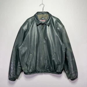 VTG 90s Wynbrook Leather Jacket - Aviator Bomber - Green - OVERSIZED XL - Picture 1 of 11