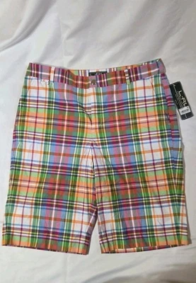 LRL Ralph Lauren Pantalones Cortos Activos Mujer Multicolor A Cuadros Bermudas Golf Talla 10 NUEVO Foto 1 de 4