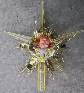 Gold Tinsel Angel Star Tree Topper Vintage Bradford Christmas MCM - Picture 1 of 8