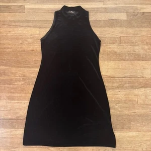 Vestido Laura Palma Negro Terciopelo Cuello Alto Hasta la Rodilla Talla 8 b68 - Imagen 1 de 4