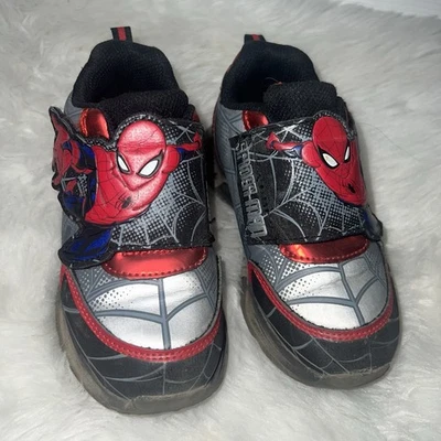 Spider Man Shoes Sneakers Tennis Shoes Red/Silver/Black Toddler Boys Size 10 - Image 1 of 3