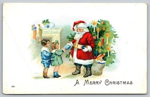 Vintage Santa Claus Christmas Postcard with Children 1900s - Picture 1 of 2