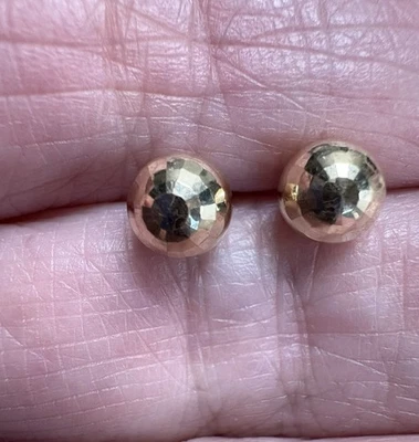  14K Facet cut gold ball stud  earrings - Image 1 of 4