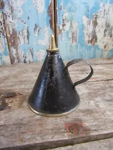 Vintage Black & Brass Metal Oil Can Automobillia Classic Cars 1950s Era - Picture 1 of 4
