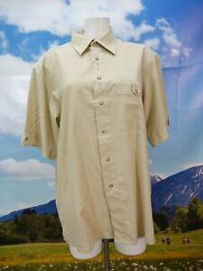 Gr.L Trachtenhemd Domitex beige Baumwolle kurzarm mit Stickerei Hemd TH2022