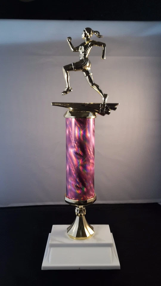 Running Female Track 12" Trophy Award. Free engraving.