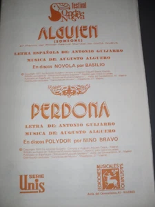 Partituras / Cancionero - Nino Bravo ( Perdona & Alguien ) Originales - Imagen 1 de 4