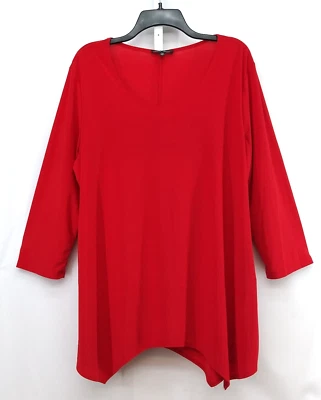 Slinky Brand Blouse Womens Size XL Red 3/4 Sleeve Pullover Tunic Top - Image 1 of 4