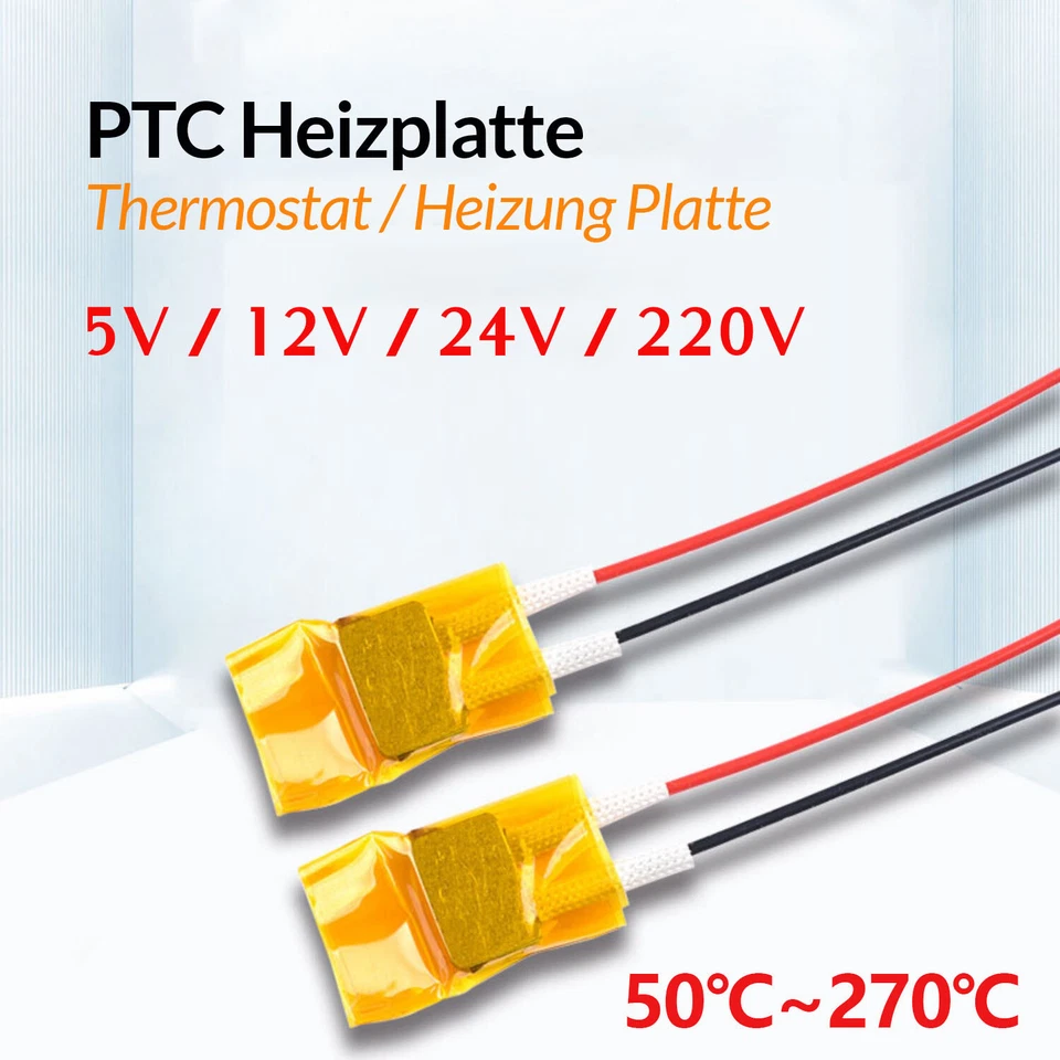 PTC Heizplatte 5V,12V,24V,220V Heizelement Thermostat Heizung Platte 50℃-270℃ - Bild 1 von 4