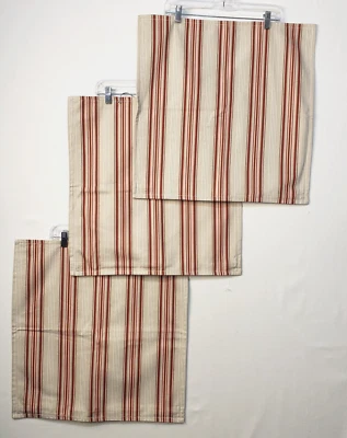 (3) Pottery Barn Pillow Cover 20 x 20 Tan Red Stripe Cotton Zipper NEW NO TAGS - Image 1 of 4