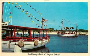 Sightseeing Boats Sponge Exchange Tarpon Springs Florida Postcard - Picture 1 of 2