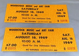 WOODSTOCK $7 MAIL ORDER TICKETS 1969 SATURDAY JIMI HENDRIX JANIS JOPLIN Ephemera - Picture 1 of 8