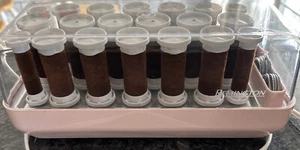 Remington electric curlers rollers 20 velvet brown rollers pink case w all clips - Picture 1 of 12