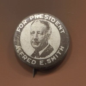 #61794 Elecciones de Estados Unidos 1928 Pin de propaganda del candidato estadounidense Alfred Smith - Imagen 1 de 2