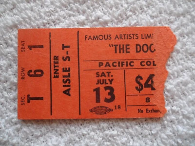THE DOORS Original__1968__CONCERT TICKET STUB__Vancouver__EX - Image 1 of 4