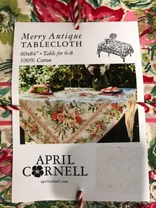 April Cornell 60"x84" Mantel Feliz Navidad Antiguo Cabaña Floral Algodón - Imagen 1 de 2