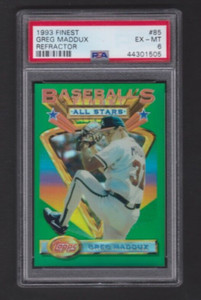 1993 TOPPS FINEST REFRACTORS AS #85 GREG MADDUX SP /241 PSA GRADED NO REF LINES