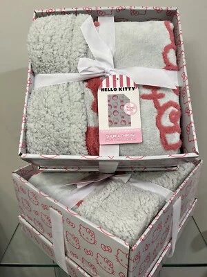 Hello Kitty en caja SUPER SUAVE Sherpa gris/rosa contorno tiro 50X60SANRIO NUEVO CON ETIQUETAS Foto 1 de 4