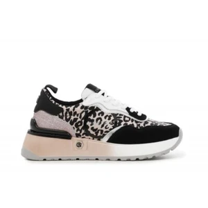 Cafe Noir SNEAKERS ALLACCIATA IN PELLE SCAMOSCIATAE TESSUTO LEOPARDATO - C1DL912 - Foto 1 di 10