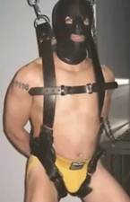 REAL LEATHER BONDAGE ANJUSTABLE SUPENSIONS HARNESS FETTERS BDSM / BODY HARNESS .