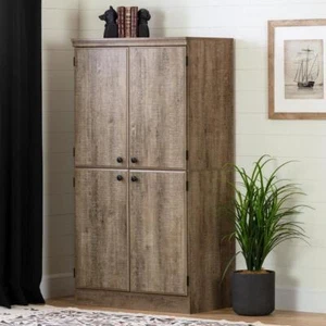 South Shore Armoire 62.5" x 33" x 19.5" Particle Board Weathered Oak w/ 4-Door - Picture 1 of 8