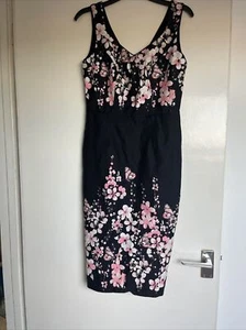 sc floral flowers black dress pink size 8 never worn - Picture 1 of 6